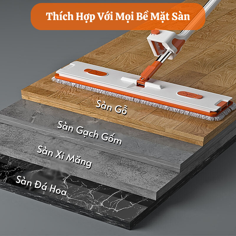 Cây Lau Nhà Tự Vắt Kumo Chổi Lau Nhà Tự Vắt Siêu Sạch Tặng Kèm 2 Thảm Lau