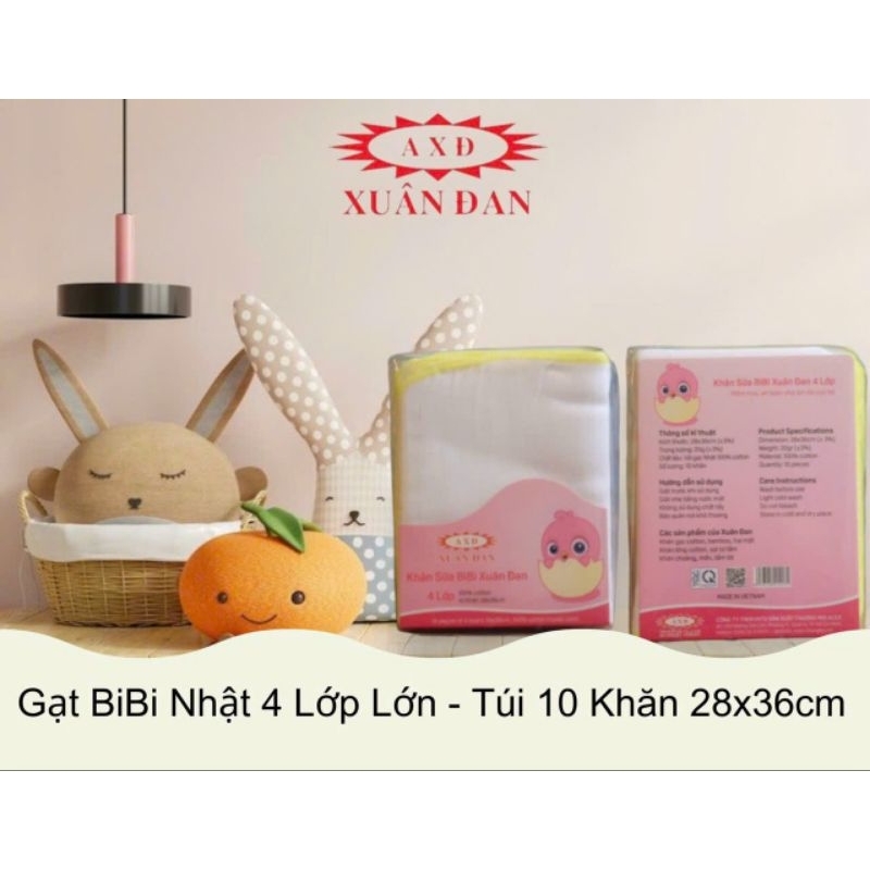Khăn Sữa,Khăn Xô, khăn gạc Nhật BaBy 4 Lớp 100% Cotton Tự Nhiên Set10cái