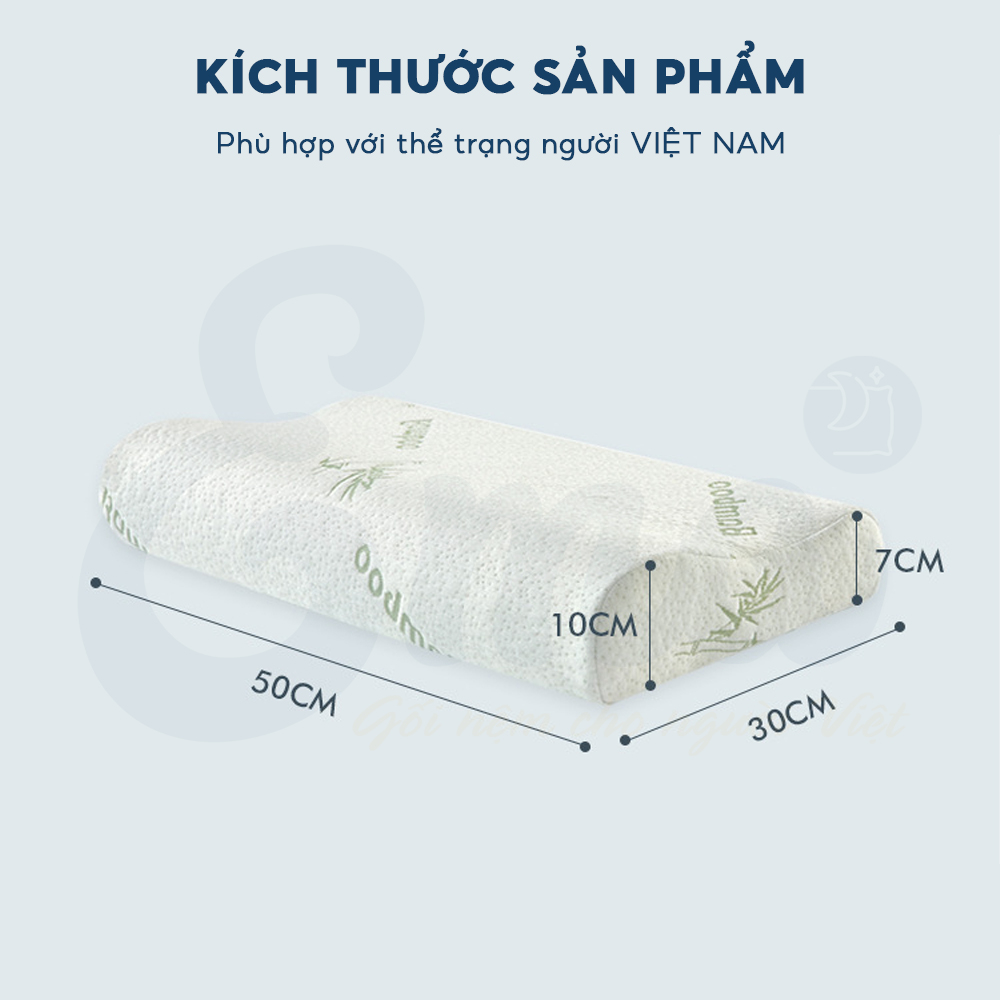 Gối ngủ cao su non cao cấp EMA vỏ sợi tre kháng khuẩn thiết kế lượn sóng chống đau mỏi cổ vai gáy giúp ngủ ngon