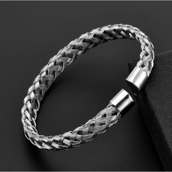 Vòng tay nam nữ titan freesize tự điều chỉnh kích thước SAZ  basic cá tính dễ phối đồ - Lắc Tay Freesize Tổng Hợp