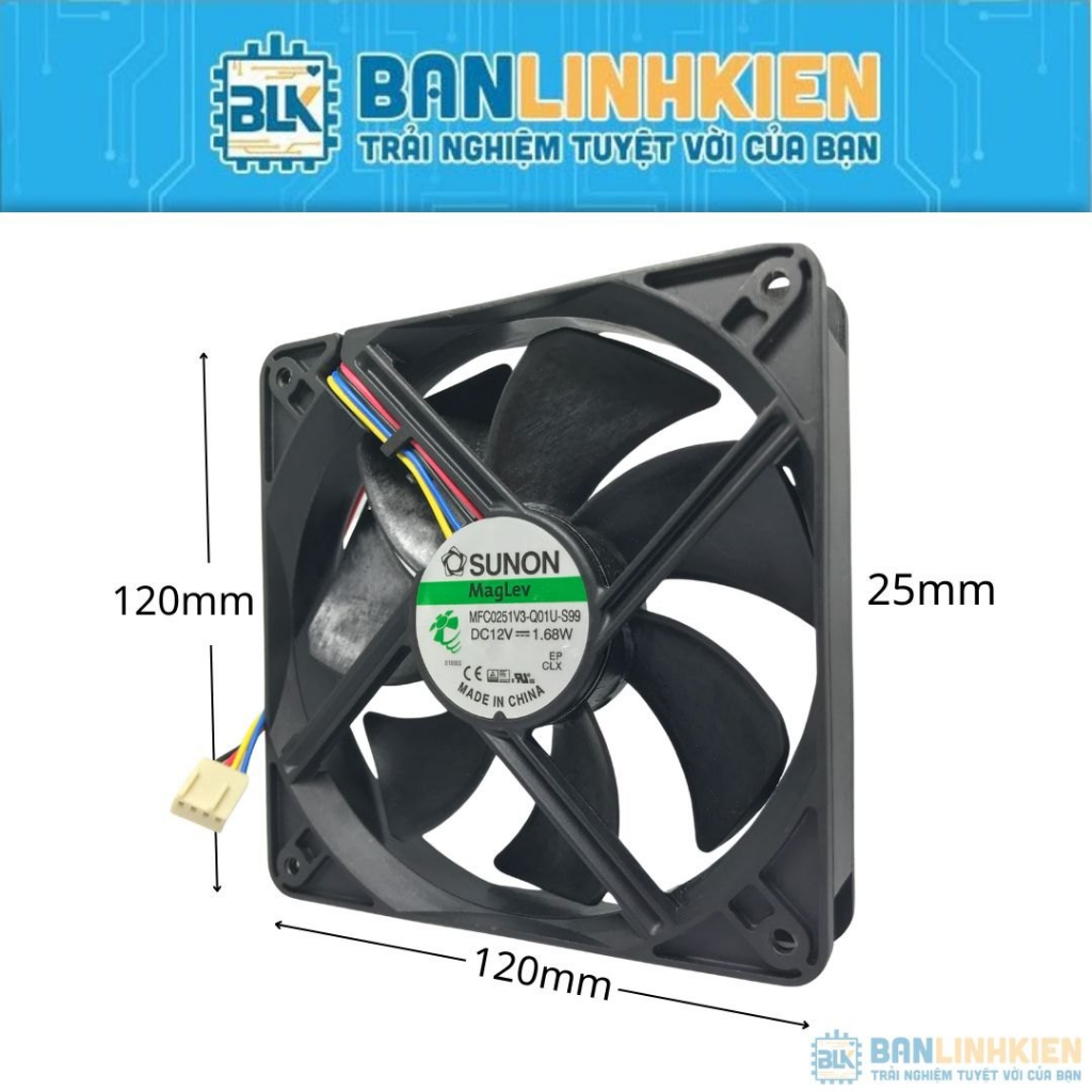 Quạt Tản Nhiệt SUNON 12VDC 1.68W 120x120x25mm