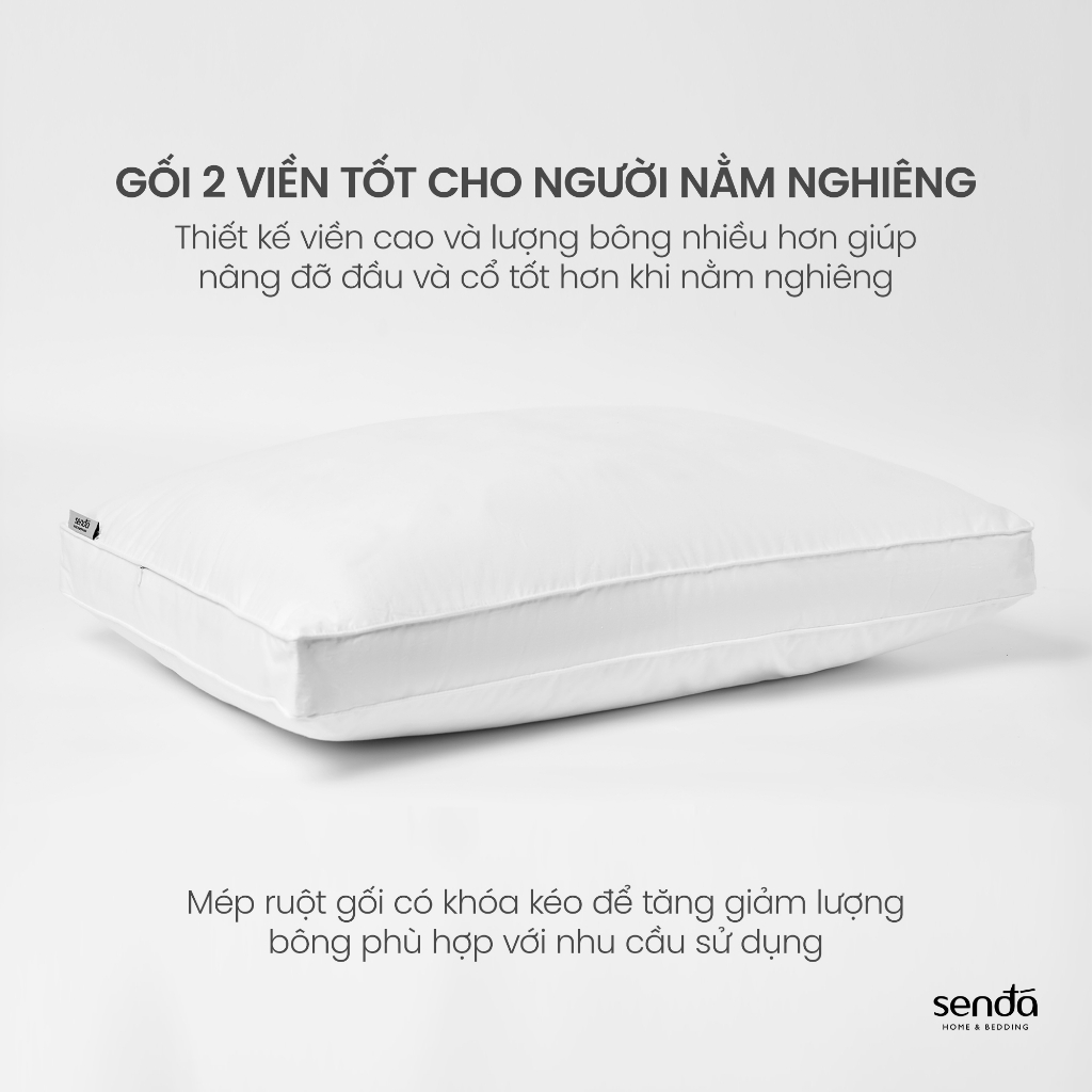 Ruột gối nằm Sen Đá Bedding 50x70 45x65 35x50 cm, lõi gối hơi cao cấp bông lông vũ nhân tạo microfiber
