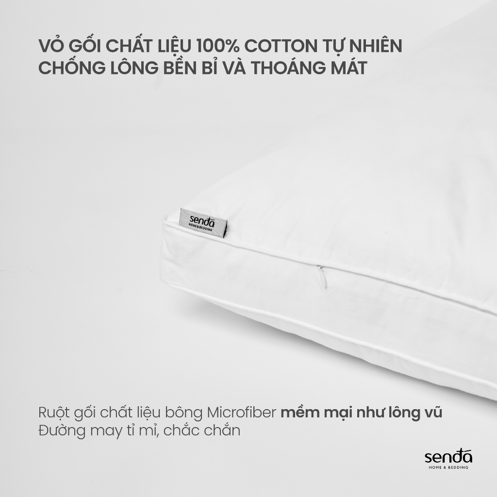 Ruột gối nằm Sen Đá Bedding 50x70 45x65 35x50 cm, lõi gối hơi cao cấp bông lông vũ nhân tạo microfiber