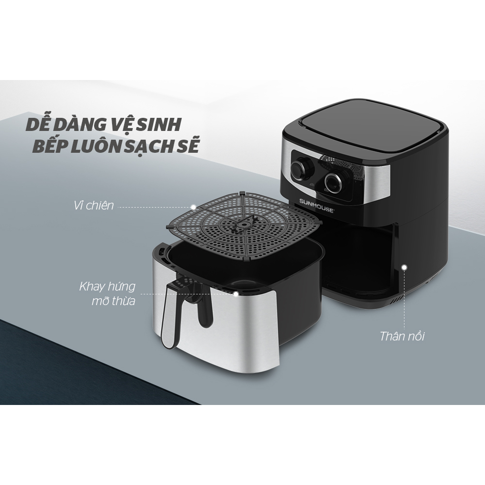 Nồi chiên không dầu 9L công suất 1800W SUNHOUSE SHD4035