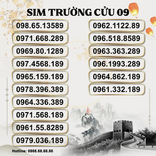 Sim số đẹp sim trường cửu 09xxx89, sim viettel trả trước, hỗ trợ đăng ký chính chủ