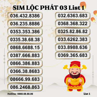 Sim Số Đẹp Lộc Phát Đầu 03 List - 1, Sim Viettel Trả Trước, Hỗ Trợ Đăng Ký Chính Chủ