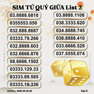 Sim Số Đẹp Tứ Quý Giữa List 2, Sim Viettel Trả Trước, Hỗ Trợ Đăng Ký Chính Chủ
