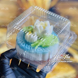 Hộp đựng bánh vuông nắp gấp H52 (10 cái) 12x12cm đựng bánh rau câu 3D, 4D, bông lan