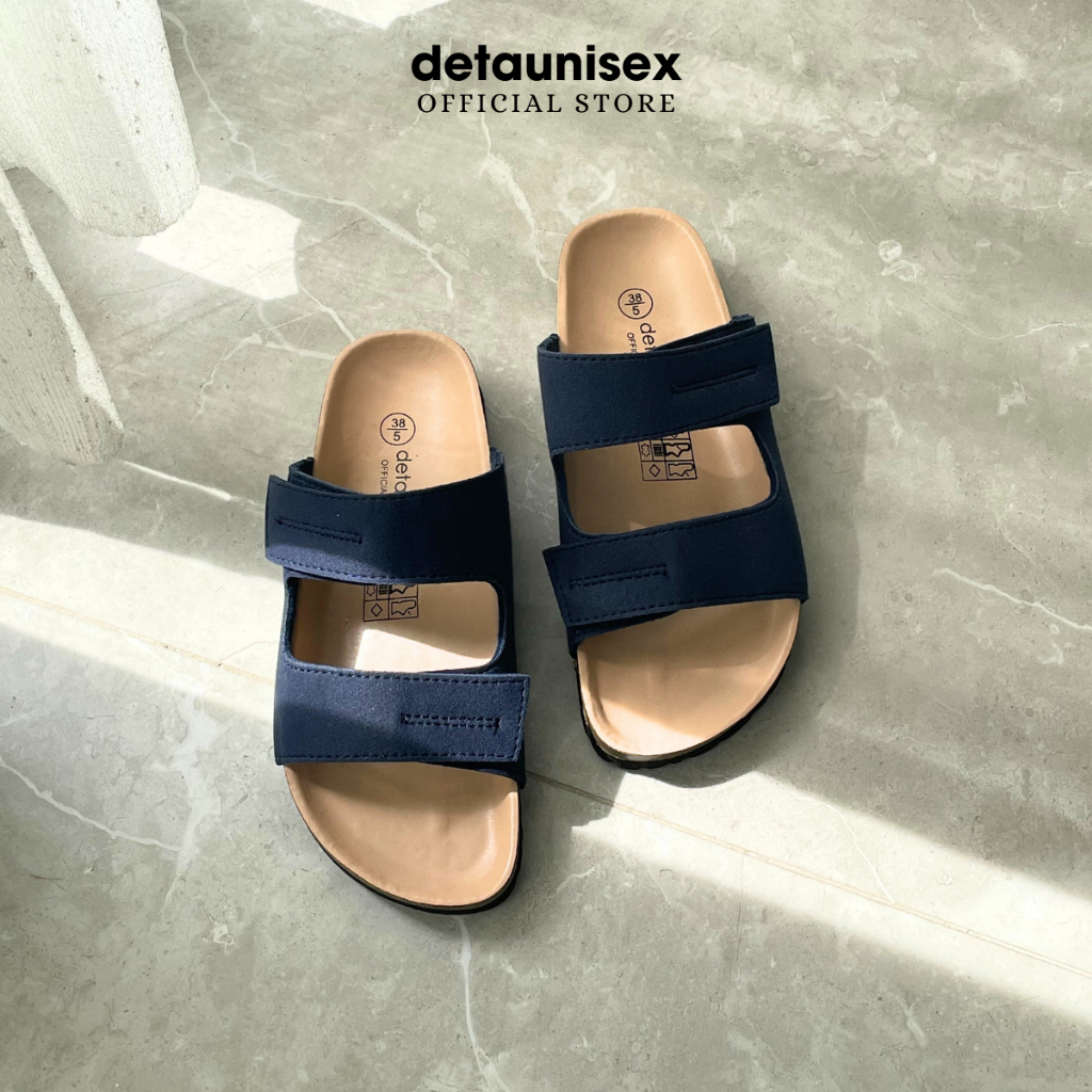 Dép đế trấu 2 quai ngang nam nữ Birken tiện dụng DETAUNISEX lót si kem - DETA25X