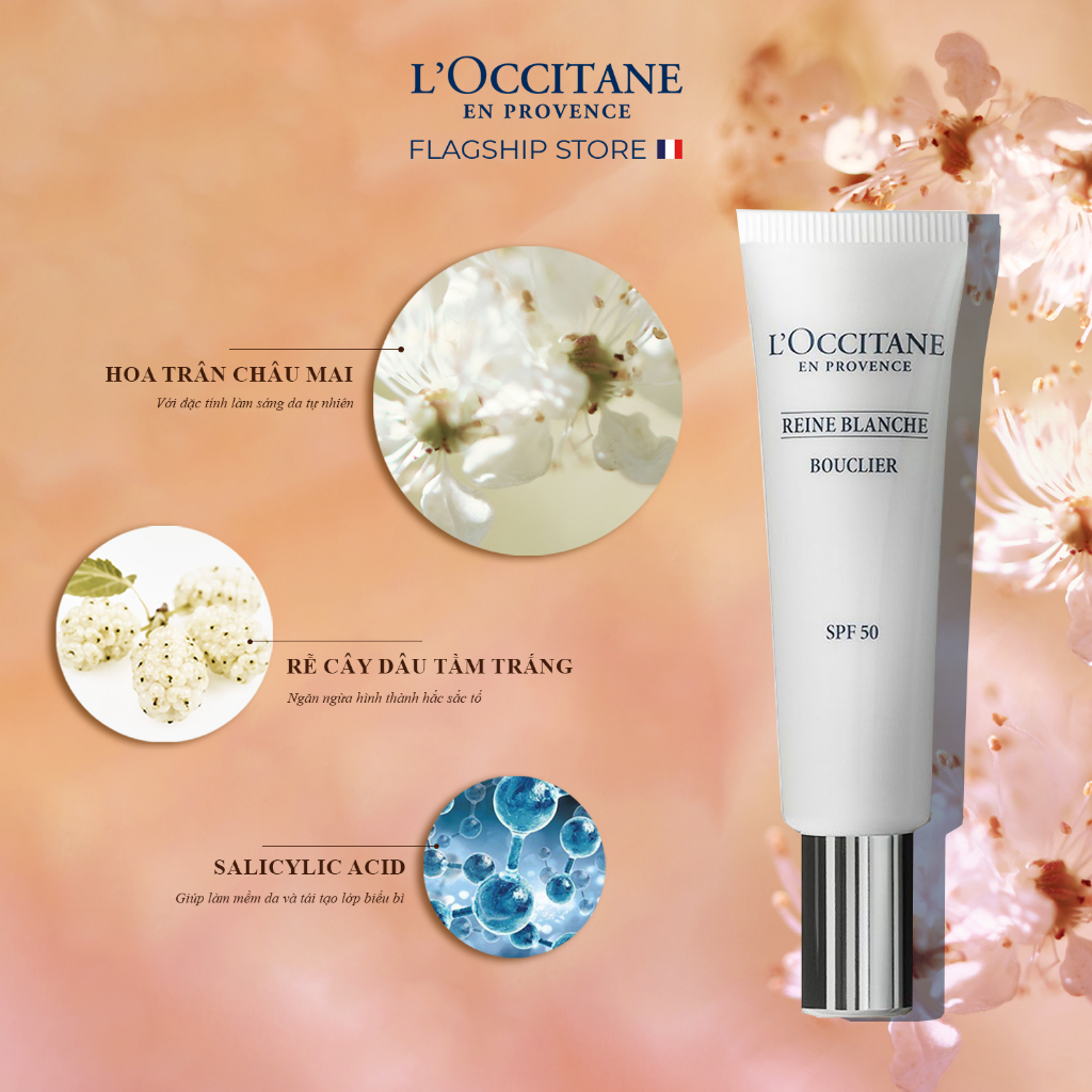 Kem Chống Nắng L'Occitane Trân Châu Mai SPF50 Giúp Làm Trắng 30ml