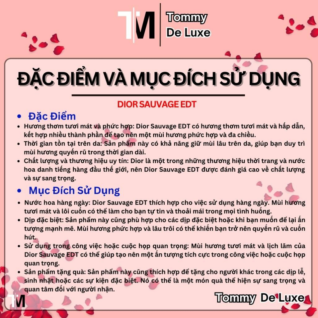Nước hoa nam Chính Hãng Di_or Sauvage EDT dung tích 60-100ml hương thơm tươi mát nam tính, mạnh mẽ FullBox Tommy De Luxe
