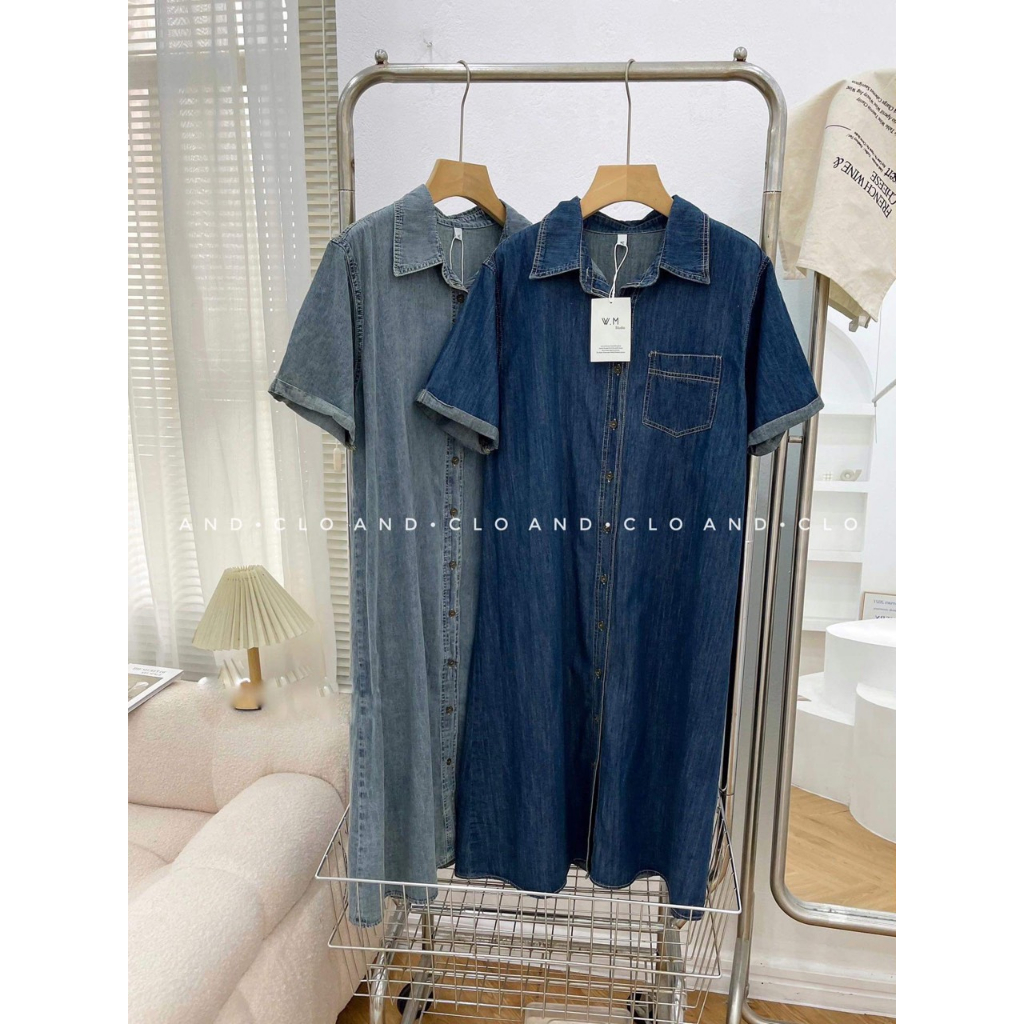 Đầm somi jean tay lật lai 6136