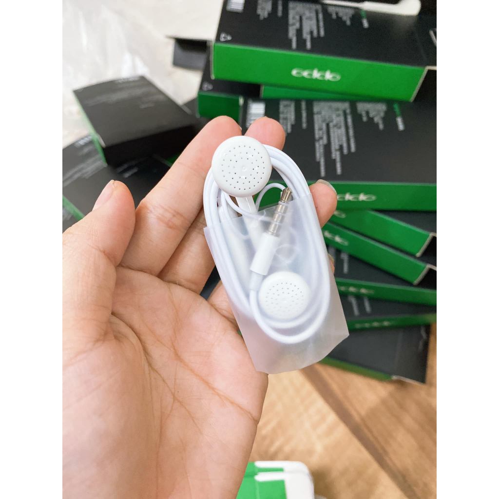 Tai nghe nhét tai OPPO R9 chân cắm Jack 3,5mm dài 1,2m màu trắng có micro giá rẻ PK DO GIA bảo hành 6 tháng