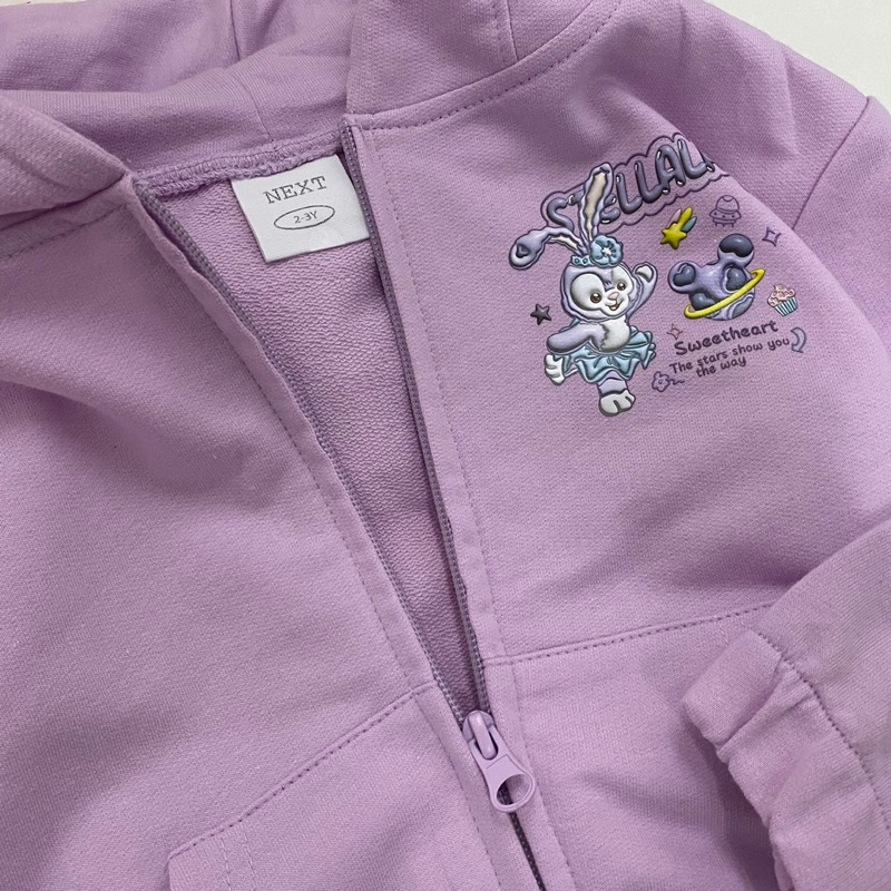 Set bộ khoác nỉ có mũ in hình gấu cho bé gái siêu xinh size từ 12-22 cân