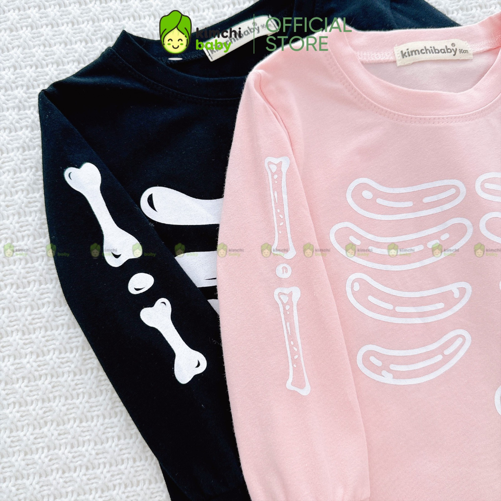 Bộ Dài Tay Cotton 4C Dư Xịn Cho Bé Trai, Bé Gái KIMCHIBABY Hoạ Tiết Halloween, Đồ Bộ Cho Bé Mặc Nhà Thu Đông MKMTD2240