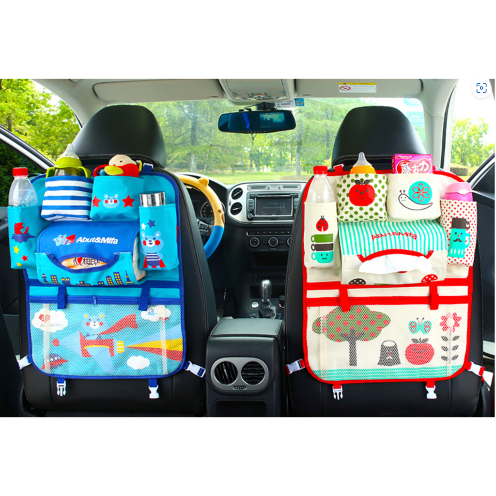 Túi treo đồ nhiều ngăn móc sau ghế ô tô, xe hơi kiểu mẫu hoạt hình dễ thương cho trẻ em
