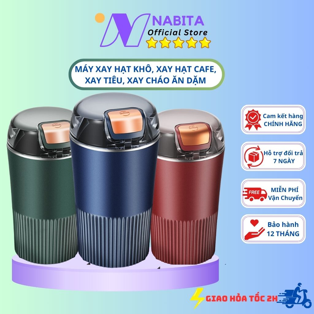 Máy Xay Bột Siêu Mịn Công Suất 300W, Máy Xay Cà Phê, Hạt Khô Làm Bột Sữa Hạt, Ăn Dặm Cho Bé - NABITA