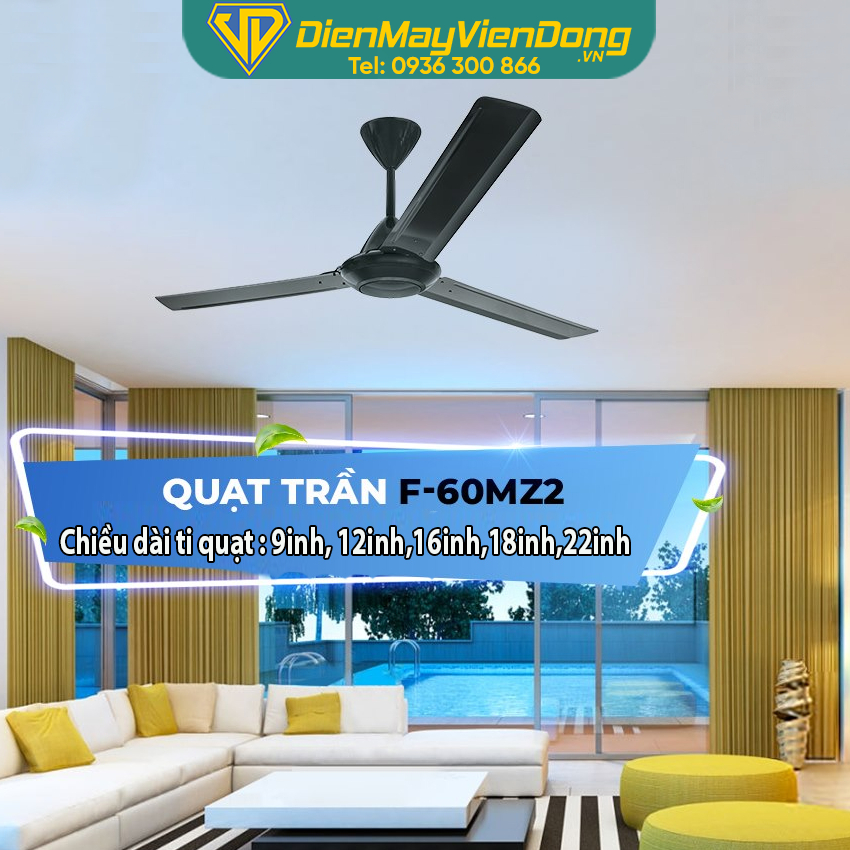 Quạt trần panaonic 3 cánh F-60mz2 màu đen - DCTFan Electric Corporation