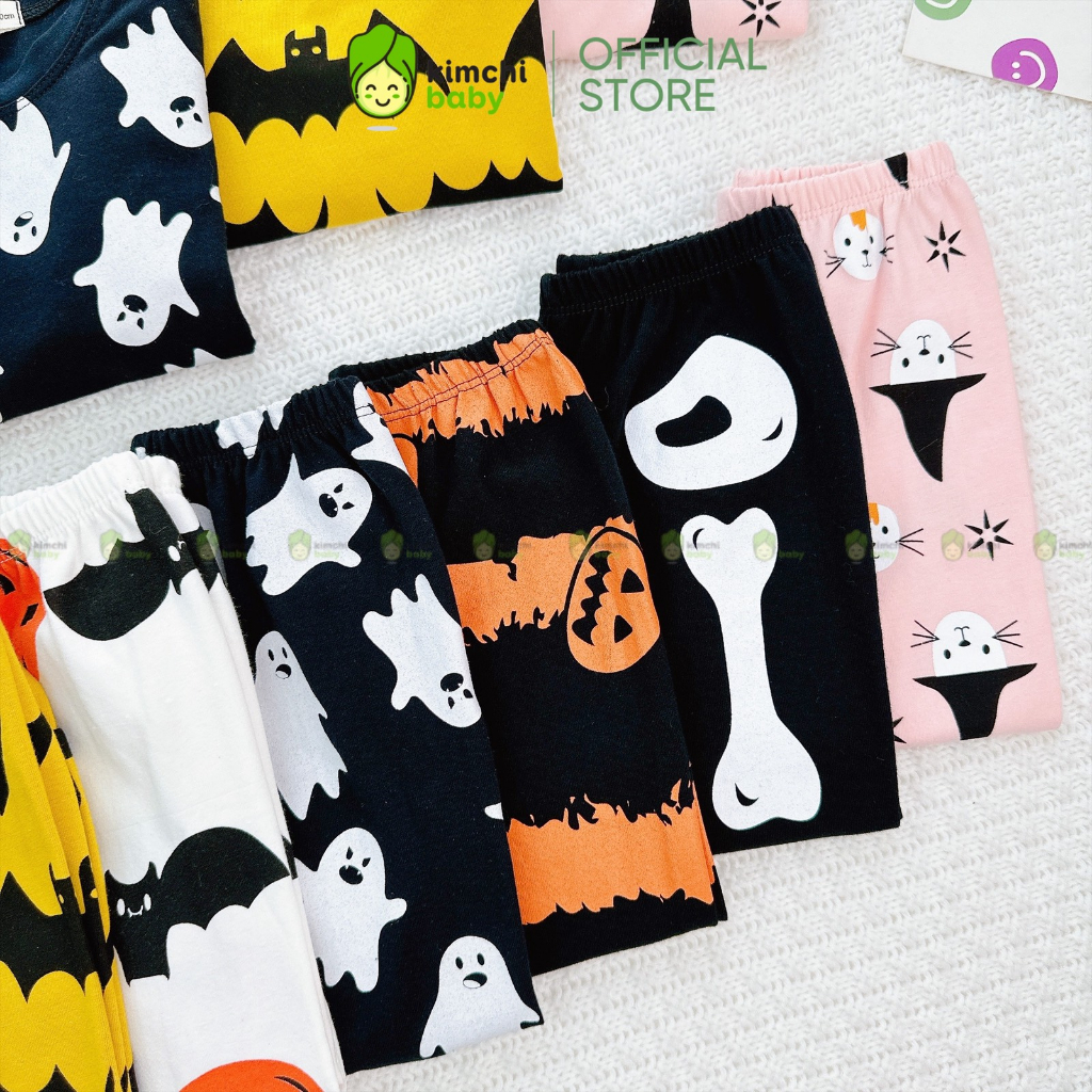 Bộ Dài Tay Cotton 4C Dư Xịn Cho Bé Trai, Bé Gái KIMCHIBABY Hoạ Tiết Halloween, Đồ Bộ Cho Bé Mặc Nhà Thu Đông MKMTD2240