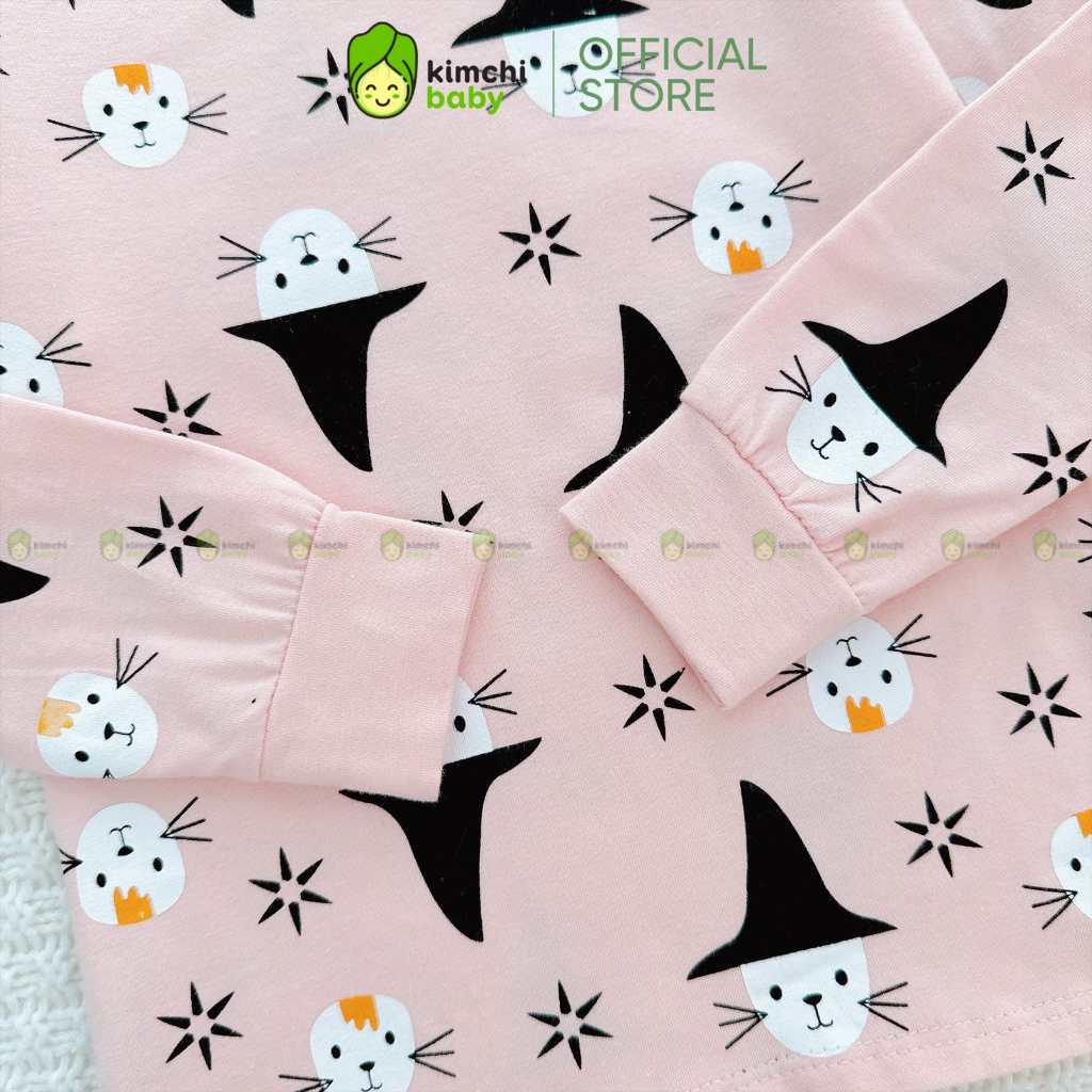 Đồ Bộ Dài Tay Cho Bé Trai, Bé Gái KIMCHIBABY Vải Cotton 4C Dư Xịn Họa Tiết Halloween,Bộ Quần Áo Cho Bé Mặc Nhà MKMTD2240