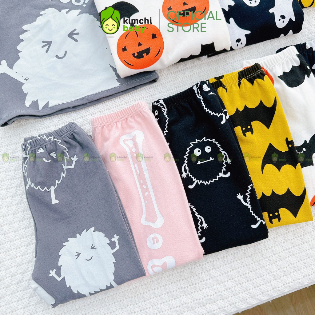 Đồ Bộ Dài Tay Cho Bé Trai, Bé Gái KIMCHIBABY Vải Cotton 4C Dư Xịn Họa Tiết Halloween,Bộ Quần Áo Cho Bé Mặc Nhà MKMTD2240