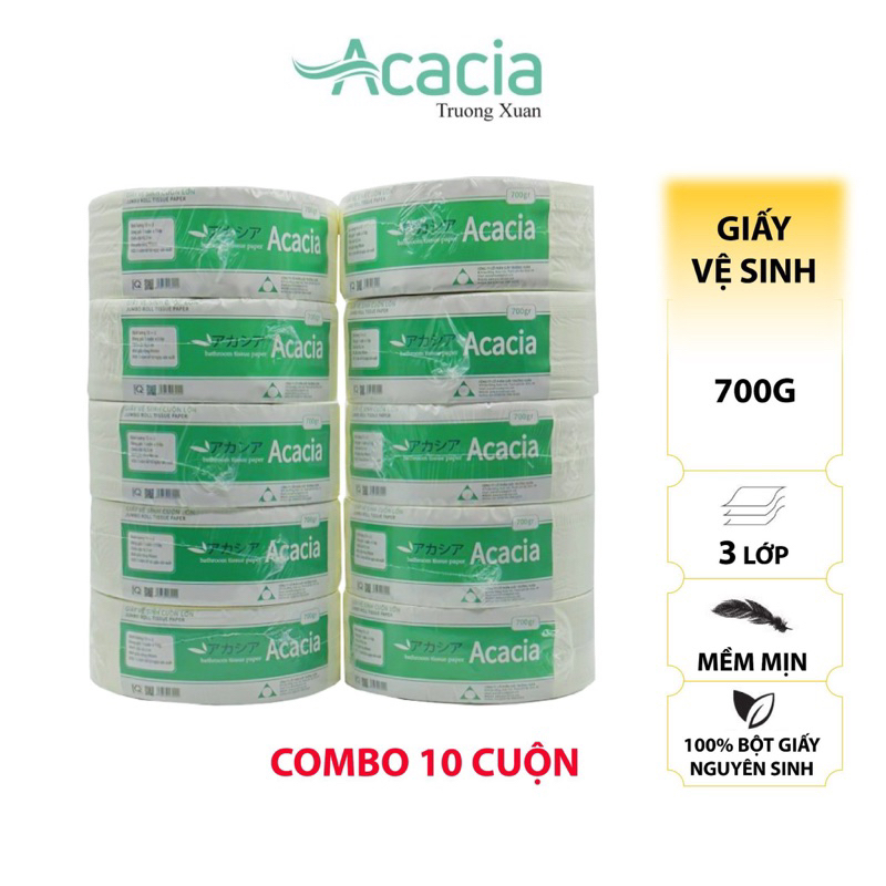 Combo 10 Giấy vệ sinh cuộn lớn ACACIA - 700 g