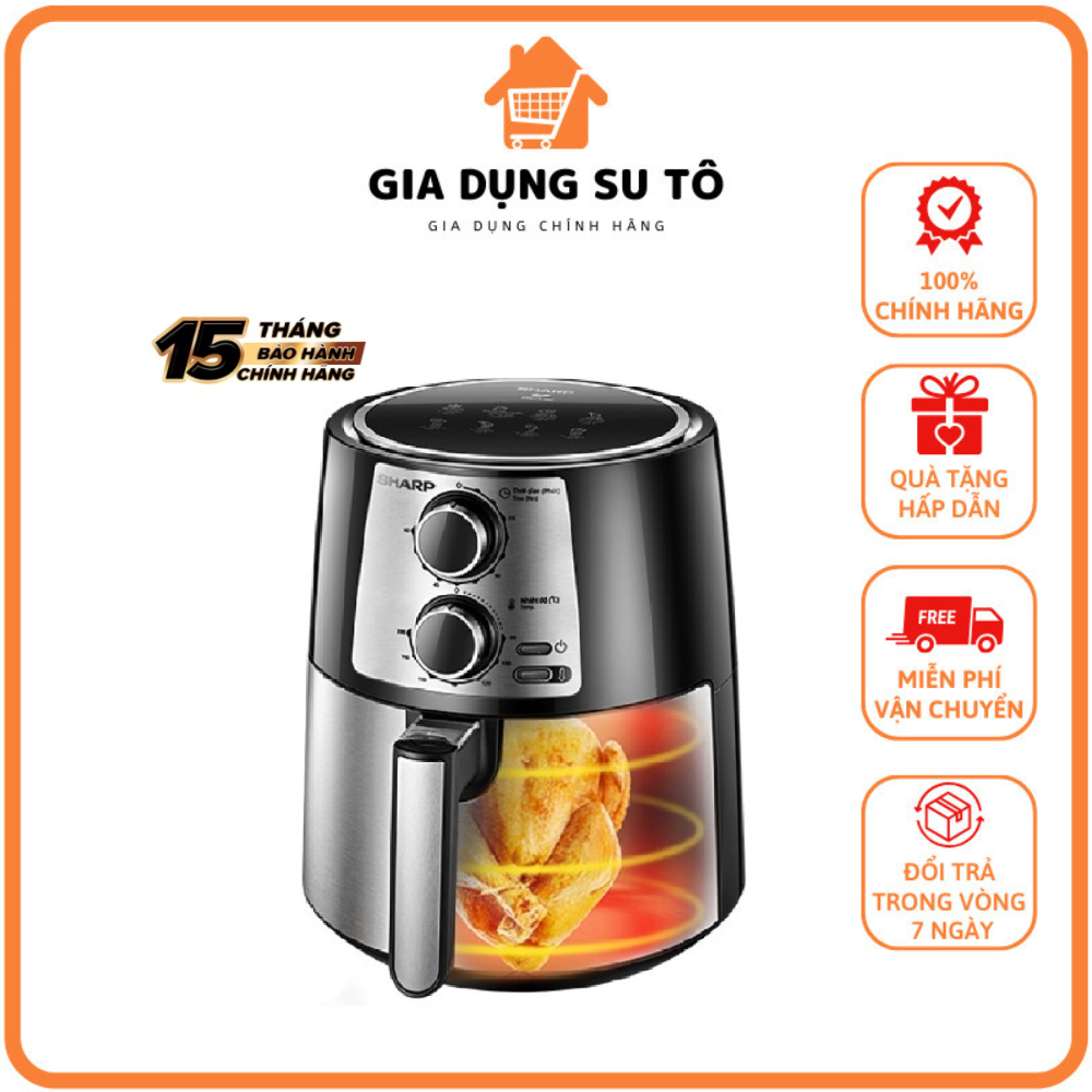 Nồi Chiên Không Dầu Sharp KF-AF42MV-ST Chống Dính 4,2L 1250W -1450W - Bảo Hành Chính Hãng 12 Tháng