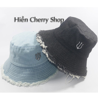 Nón BUCKET, Mũ Bucket Jeans thêu họa tiết đẹp - Mũ tai bèo Jeans rách cực chất thời trang nam nữ hot teen