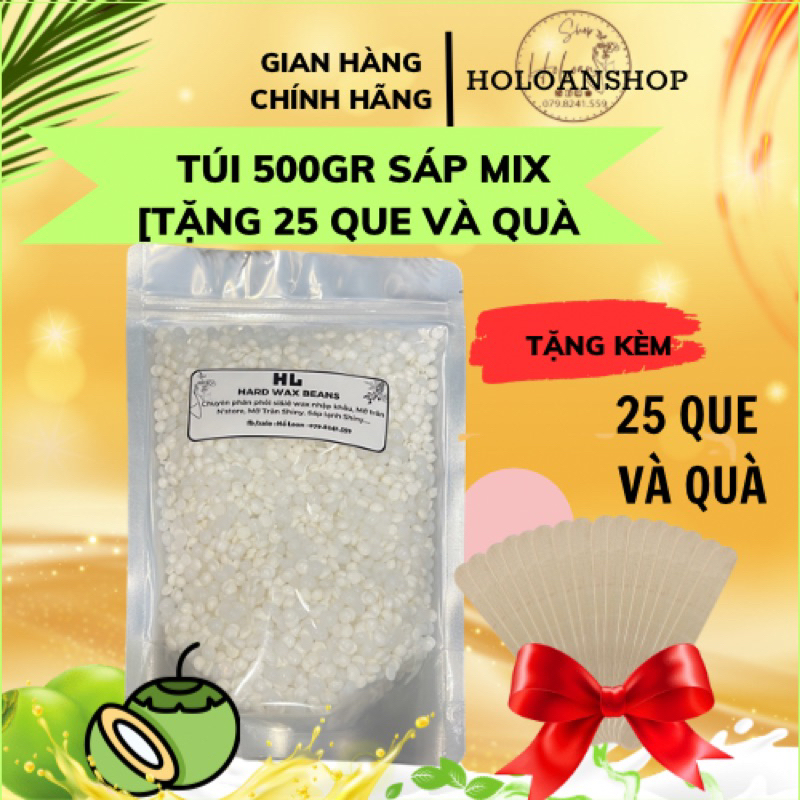 Túi 500 GR sáp wax lông cao cấp,sáp loại 1 siêu bám lông tặng kèm 25 que và quà