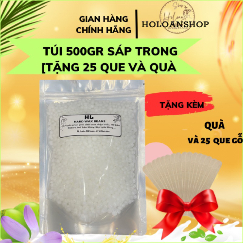 Túi 500 GR sáp wax lông cao cấp,sáp loại 1 siêu bám lông tặng kèm 25 que và quà
