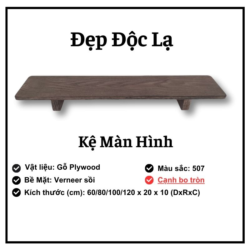 Kệ màn hình Plywood 507 - cạnh bo tròn