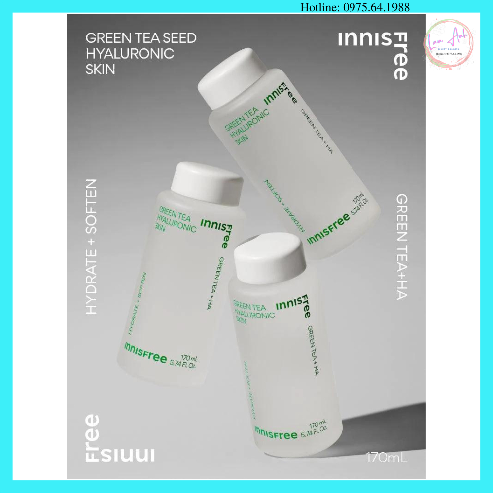 Nước Hoa Hồng Trà Xanh Innisfree Green Tea Hyaluronic Skin 170ml - NEW2023