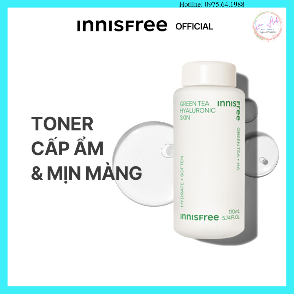 Nước Hoa Hồng Trà Xanh Innisfree Green Tea Hyaluronic Skin 170ml - NEW2023
