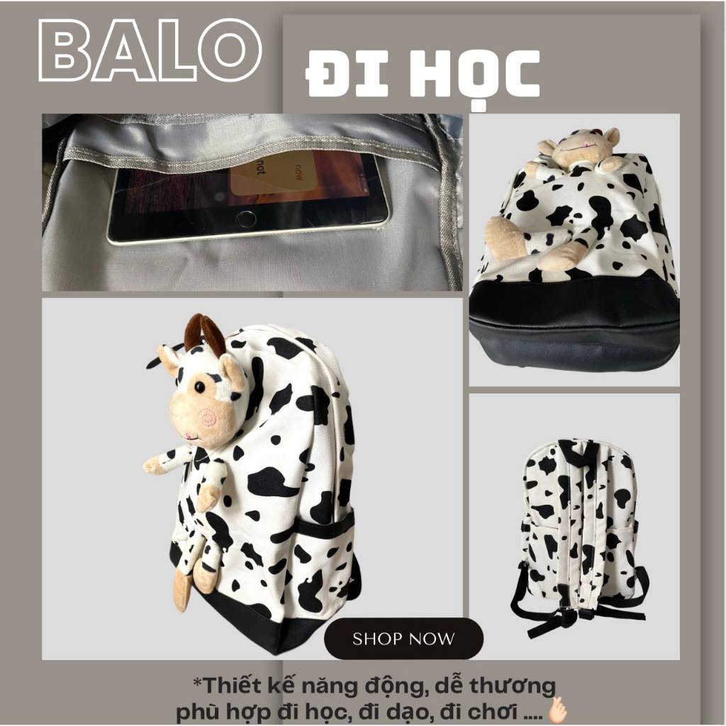 Balo Nữ Đi Họ Họa Tiết Dễ Thương Hình Con Bò