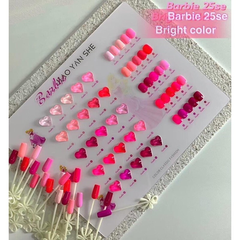 Set sơn gel Barbie Hồng Jiao Yan She 25 màu ,bảng màu  - Sushi nail mi