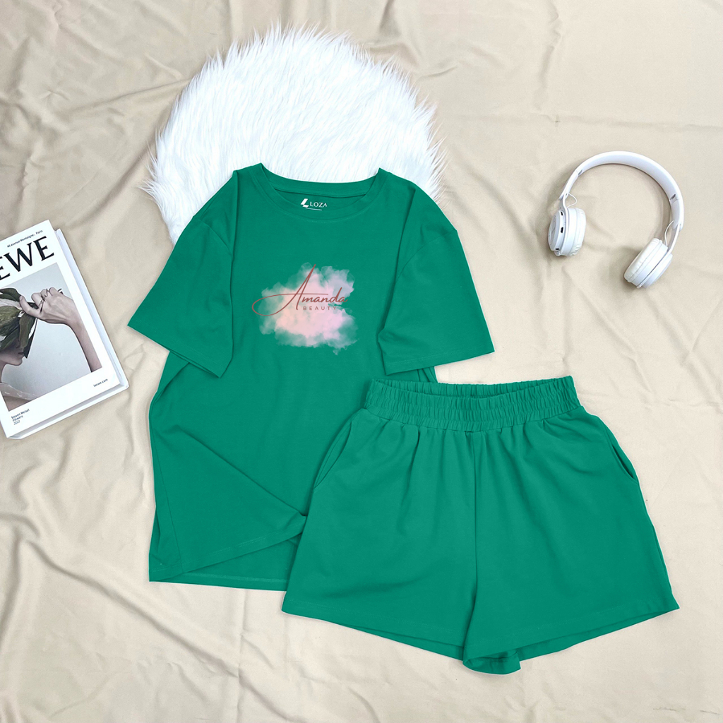 Bộ đồ nữ cotton - set đồ thời trang mặc nhà/ đi chơi - LOZA G0076