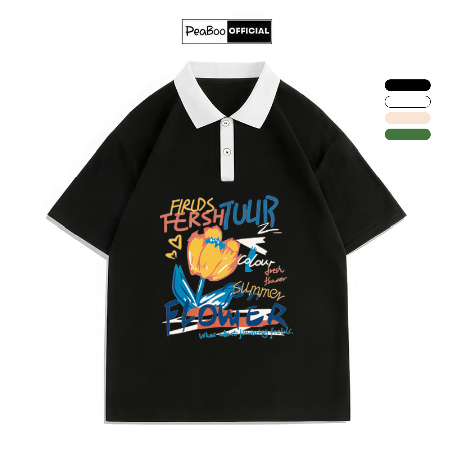 Áo Polo Nữ, Áo Polo Unisex By PEABOO Mã PL Tulip Sơn Dầu Chất Cotton Mềm Mát Form Rộng Cho Nam Nữ | BigBuy360 - bigbuy360.vn