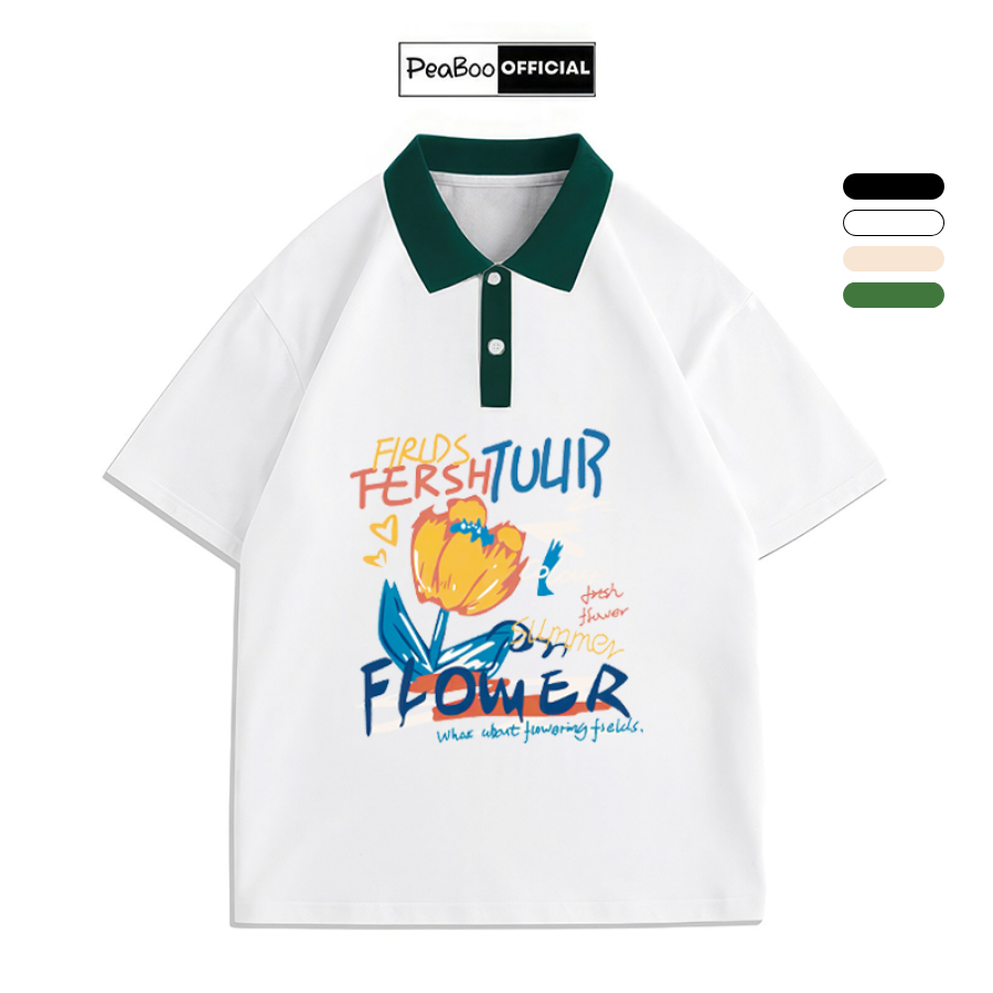 Áo Polo Nữ, Áo Polo Unisex By PEABOO Mã PL Tulip Sơn Dầu Chất Cotton Mềm Mát Form Rộng Cho Nam Nữ | BigBuy360 - bigbuy360.vn