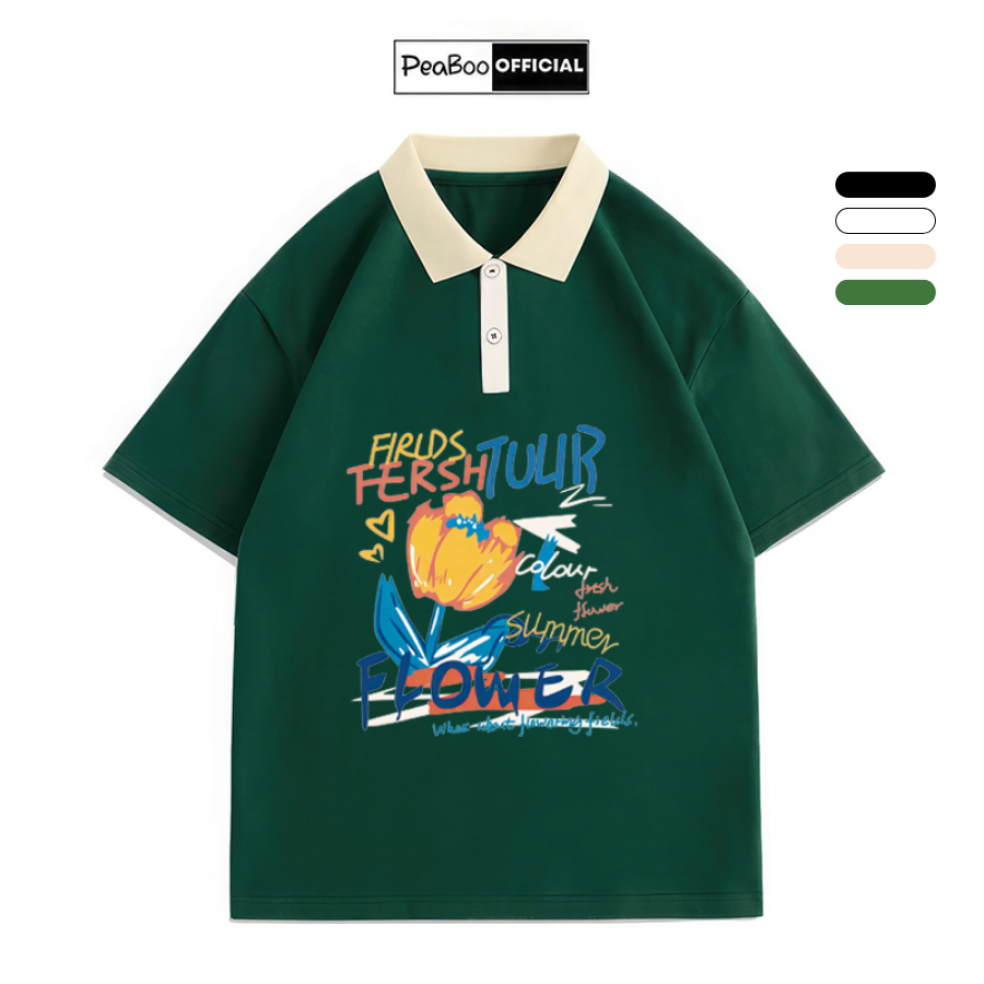 Áo Polo Nữ, Áo Polo Unisex By PEABOO Mã PL Tulip Sơn Dầu Chất Cotton Mềm Mát Form Rộng Cho Nam Nữ | BigBuy360 - bigbuy360.vn