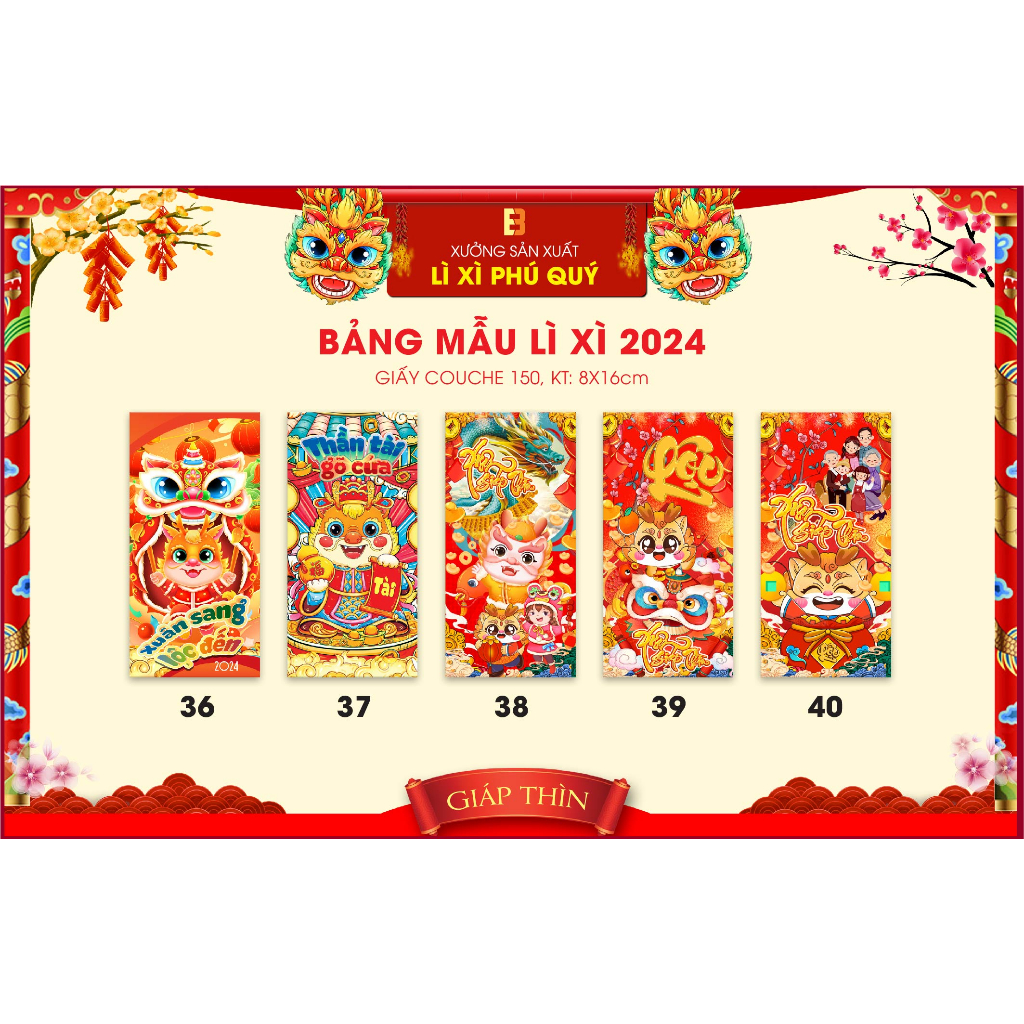 Combo 100 Bao Lì Xì Tết 2024 giá sỉ xưởng