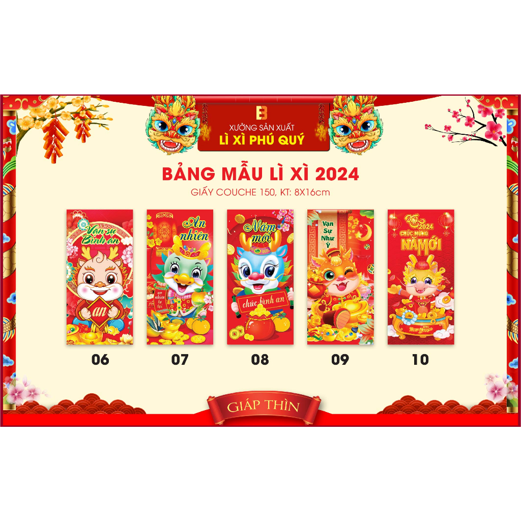 Combo 100 Bao Lì Xì Tết 2024 giá sỉ xưởng