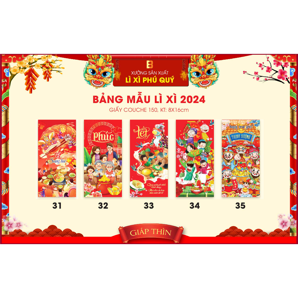 Combo 100 Bao Lì Xì Tết 2024 giá sỉ xưởng