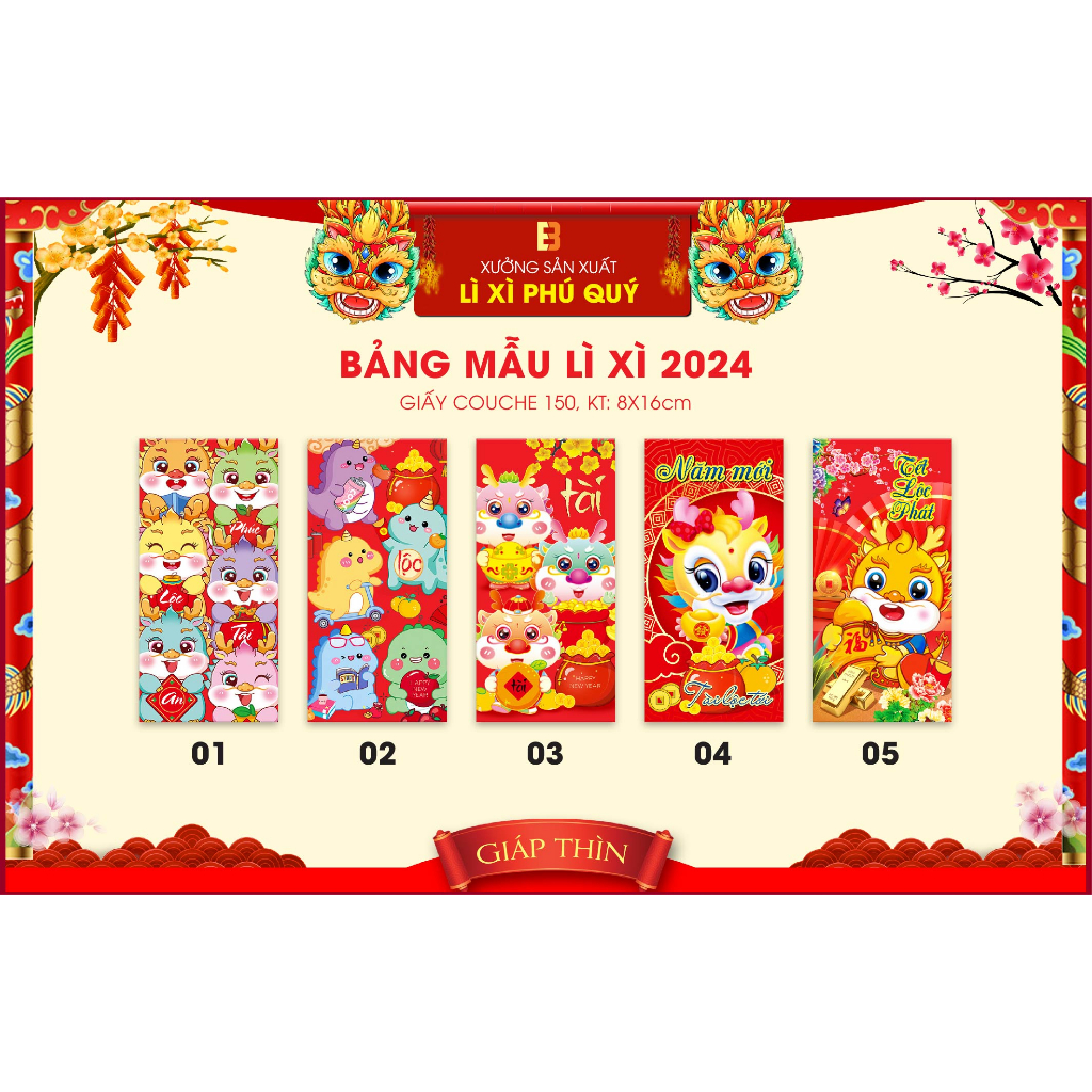 Combo 100 Bao Lì Xì Tết 2024 giá sỉ xưởng