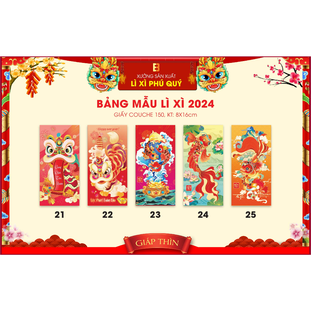 Combo 100 Bao Lì Xì Tết 2024 giá sỉ xưởng