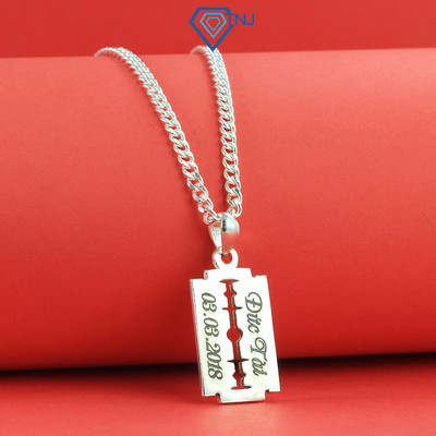 Dây chuyền bạc mặt dao lam cho bé trai khắc tên theo yêu cầu DTA0040 - Trang Sức TNJ