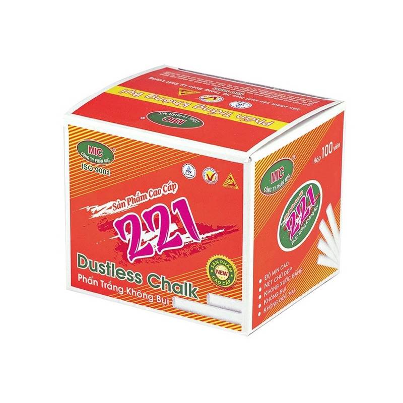 Hộp 100 viên phấn màu và phấn trắng không bụi MIC
