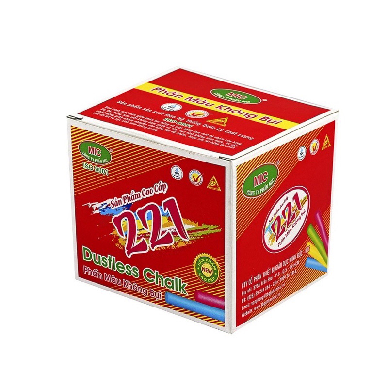 Hộp 100 viên phấn màu và phấn trắng không bụi MIC