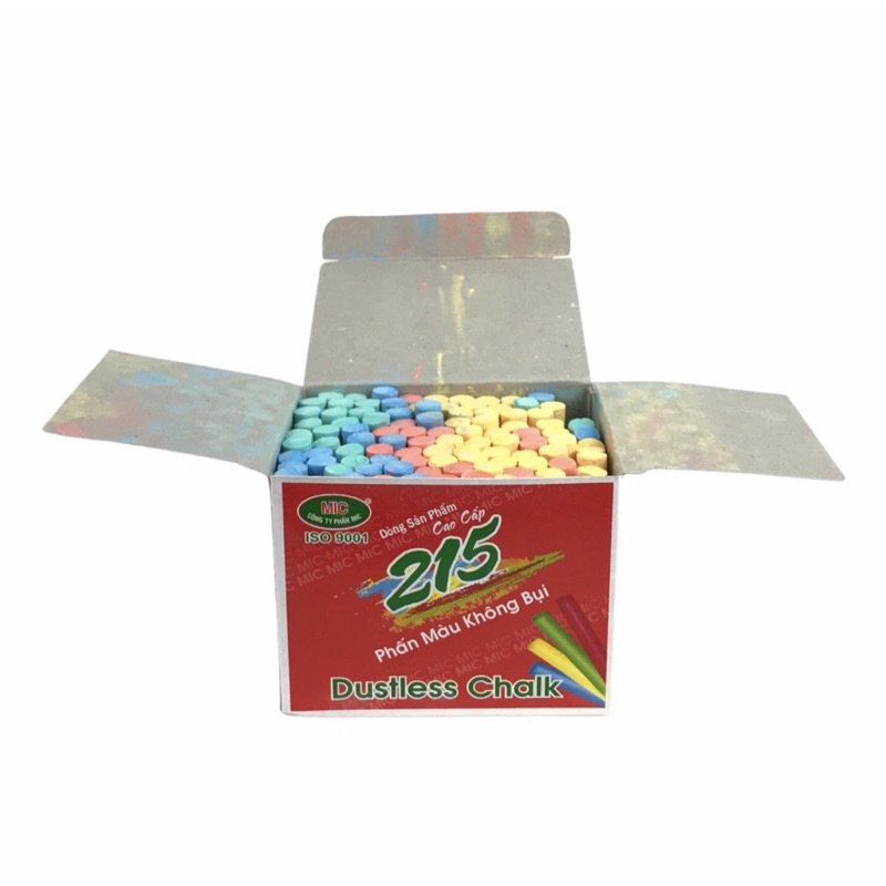 Hộp 100 viên phấn màu và phấn trắng không bụi MIC