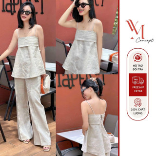 YM Concept Set Áo 2 Dây + Quần Dài Thiết Kế Xếp Ly  - D0816