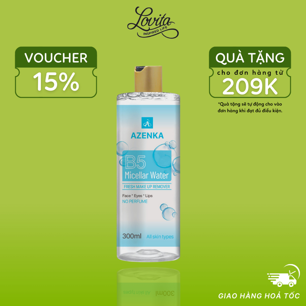 Nước tẩy trang B5 Azenka Micellar Water fresh make up remover 300ml